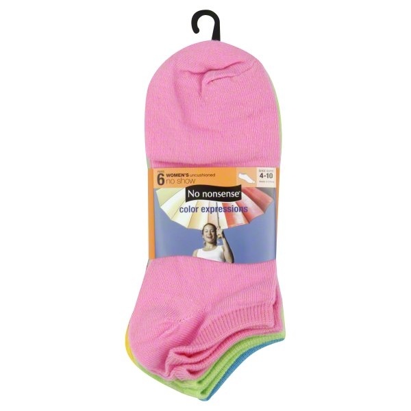 slide 1 of 1, No Nonsense Socks, No Show, Uncushioned, Women's, Sizes 4-10, 6 ct