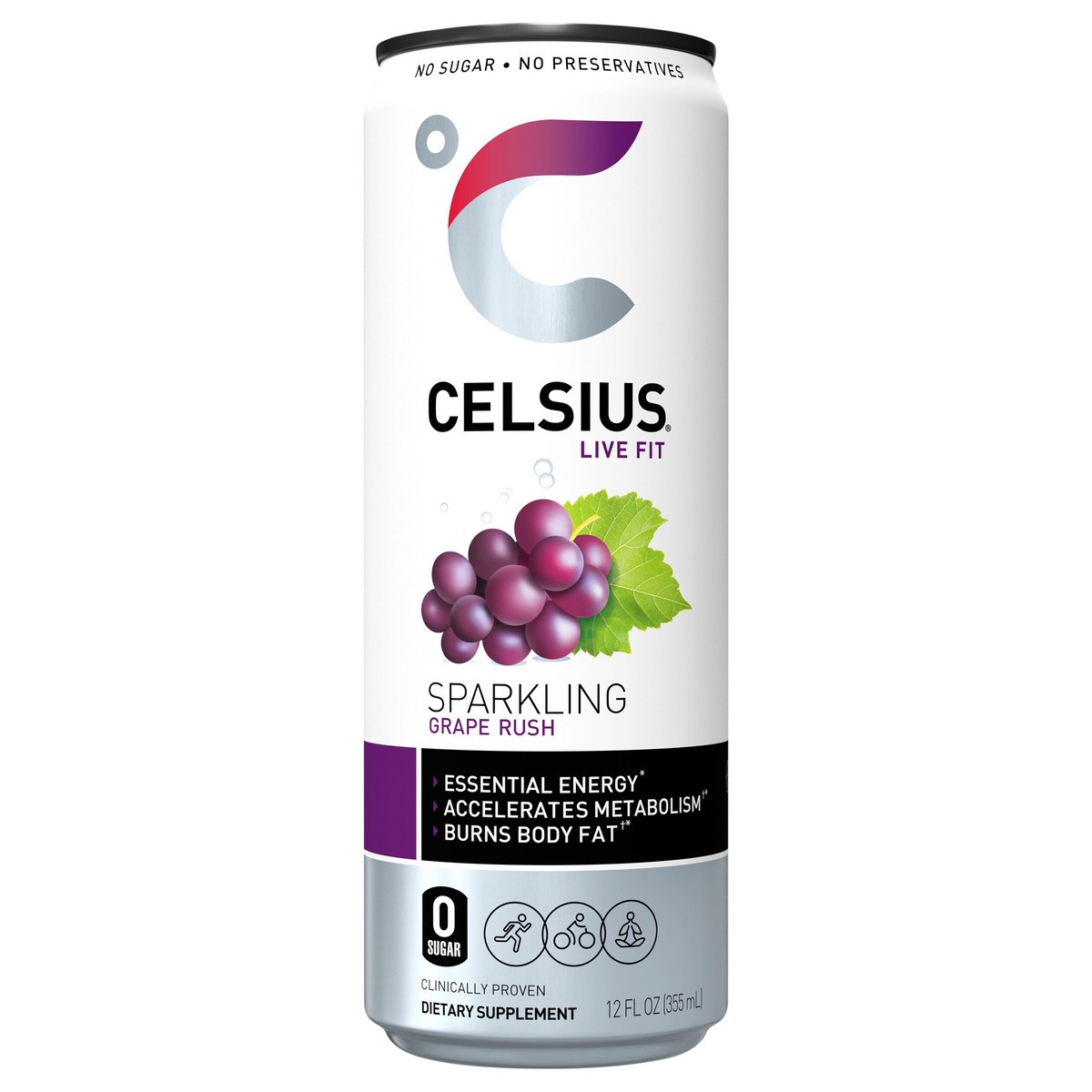 slide 1 of 1, CELSIUS Sparkling Grape Energy Drink, 12 fl oz