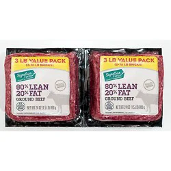 80% Lean Ground Beef 20% Fat Twin Brick - 3 Lb