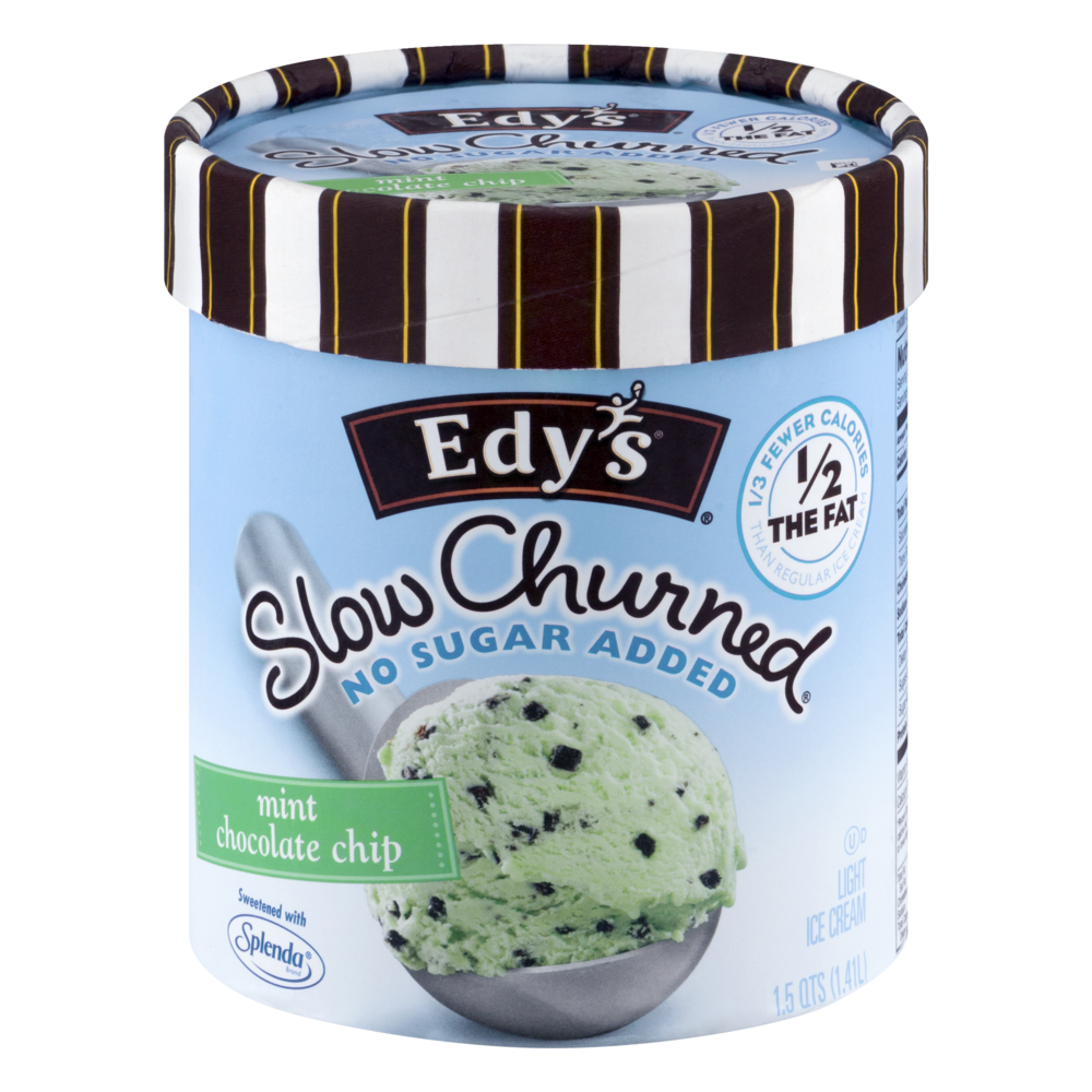 slide 1 of 1, Edy's Slow Churned Light Ice Cream No Sugar Added Mint Chocolate Chip, 1.5 qt