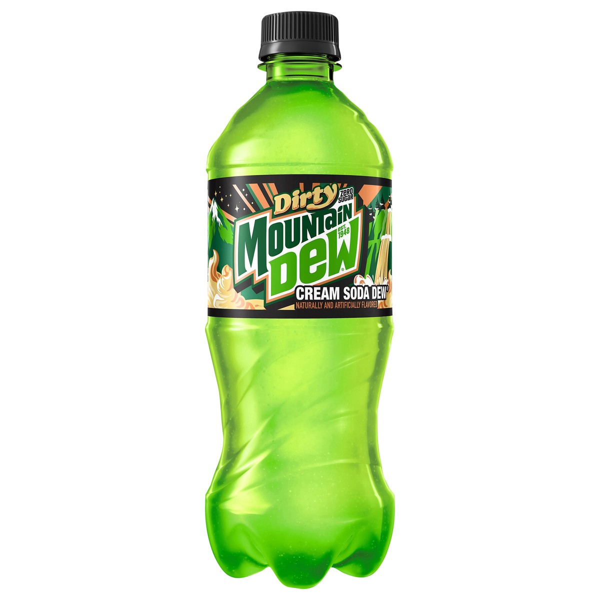 slide 1 of 8, Mountain Dew Zero Sugar Dirty Dew Cream Soda 20 fl oz, 20 oz