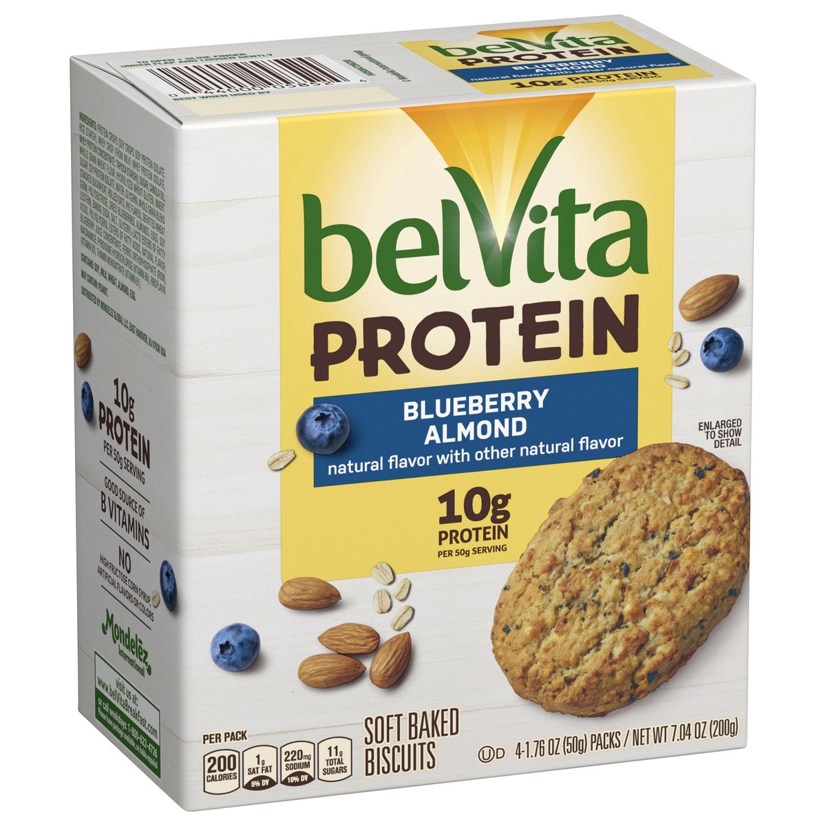 slide 5 of 9, belVita Protein Soft Baked Biscuits, Blueberry Almond Flavor, 4 Pack (1 Biscuit Per Pack) - INNER PACK, 0.51 lb