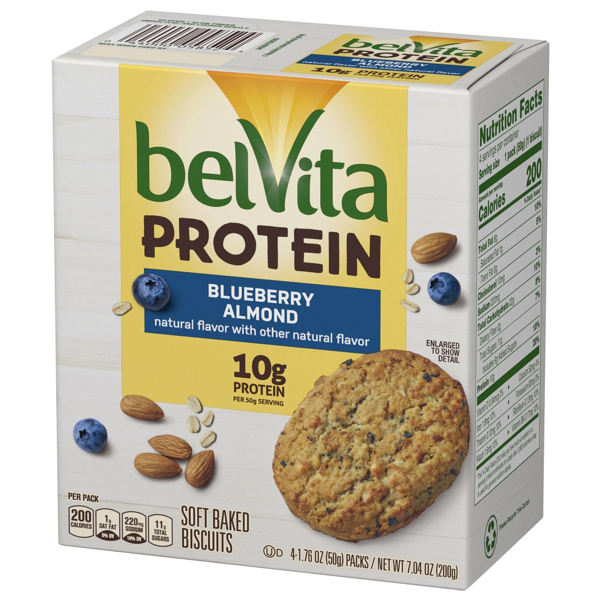 slide 9 of 9, belVita Protein Soft Baked Biscuits, Blueberry Almond Flavor, 4 Pack (1 Biscuit Per Pack) - INNER PACK, 0.51 lb