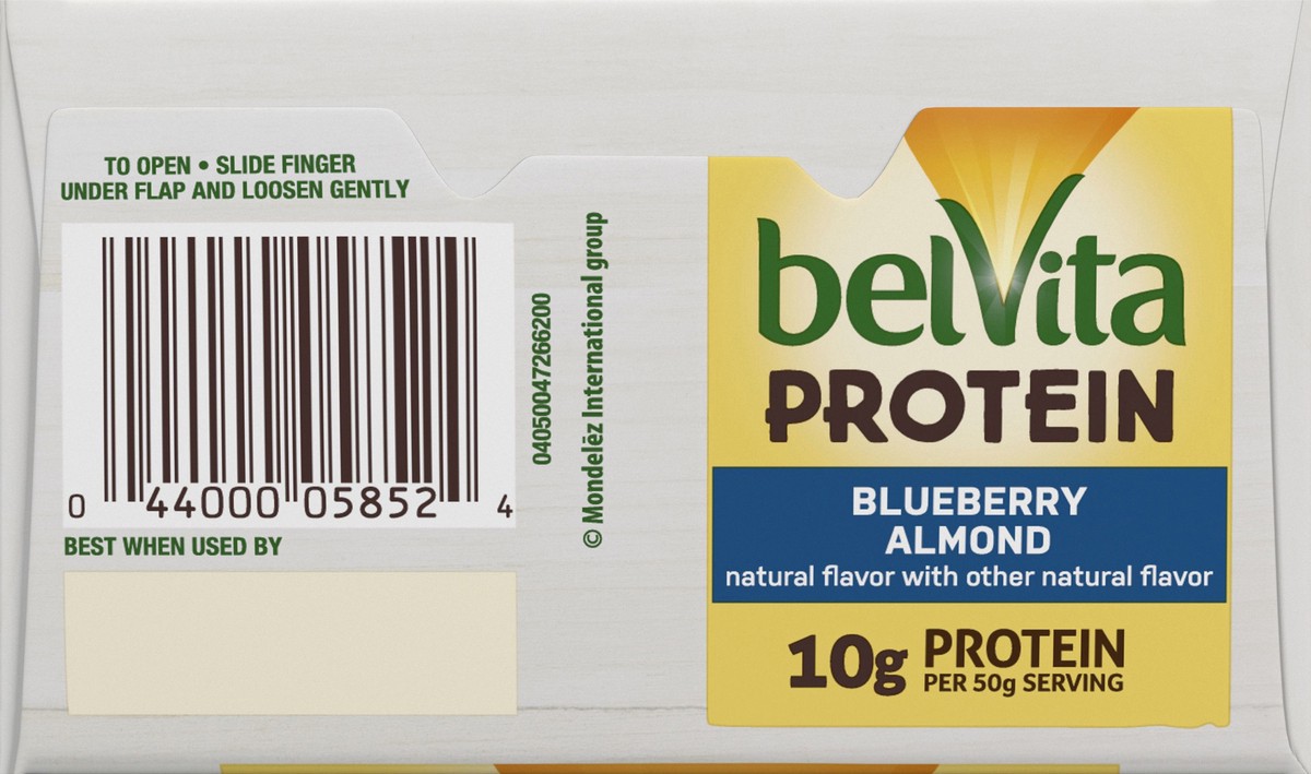 slide 3 of 9, belVita Protein Soft Baked Biscuits, Blueberry Almond Flavor, 4 Pack (1 Biscuit Per Pack) - INNER PACK, 0.51 lb