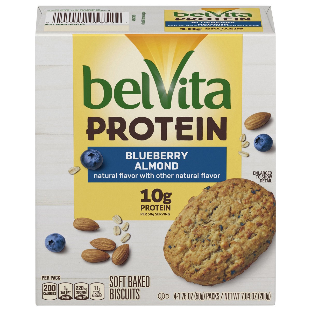 slide 1 of 9, belVita Protein Soft Baked Biscuits, Blueberry Almond Flavor, 4 Pack (1 Biscuit Per Pack) - INNER PACK, 0.51 lb