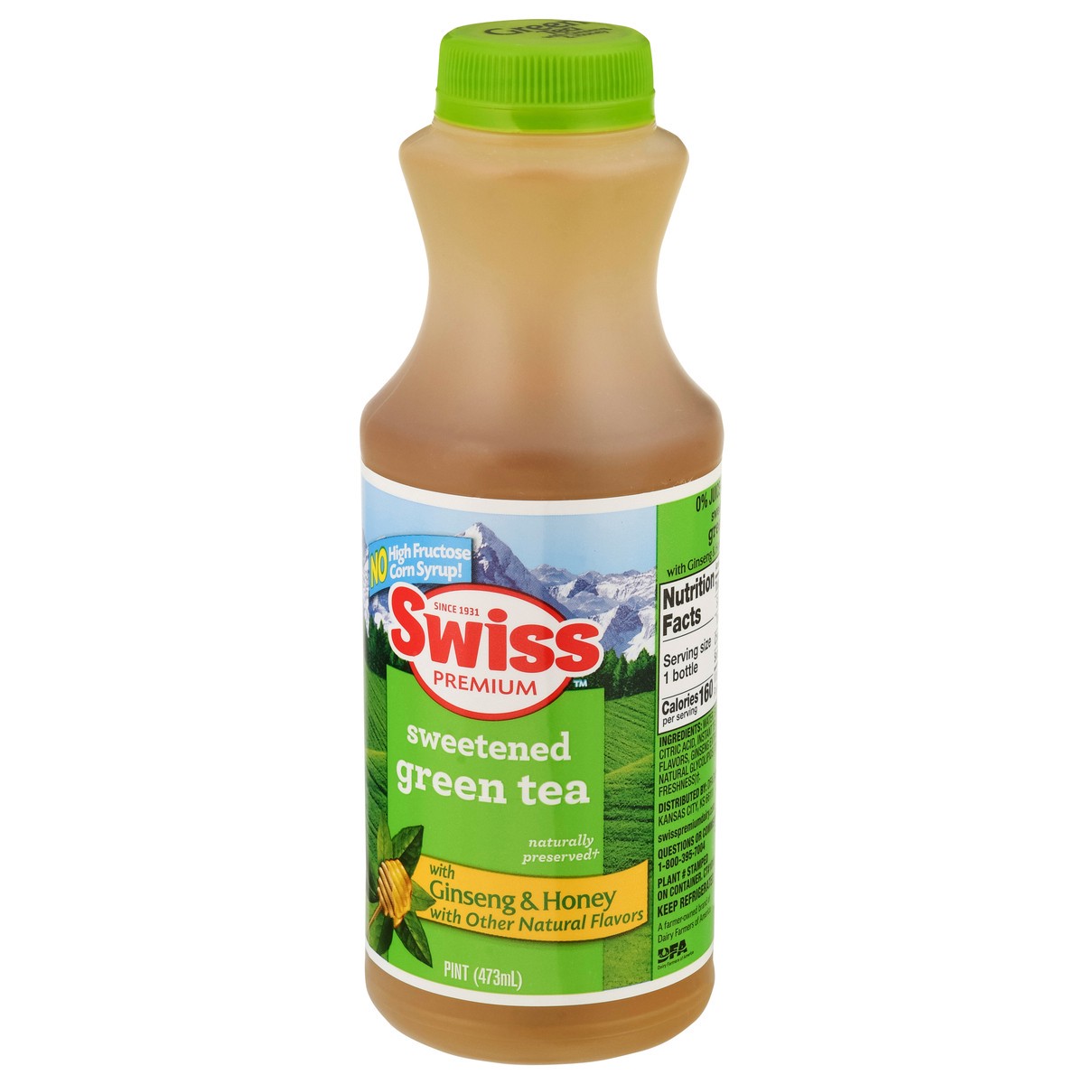 slide 4 of 14, Swiss Premium Ginseng & Honey Sweetened Green Tea - 1 pint, 16 oz