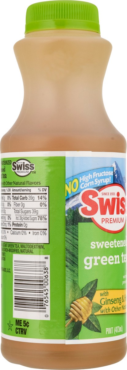 slide 14 of 14, Swiss Premium Ginseng & Honey Sweetened Green Tea - 1 pint, 16 oz