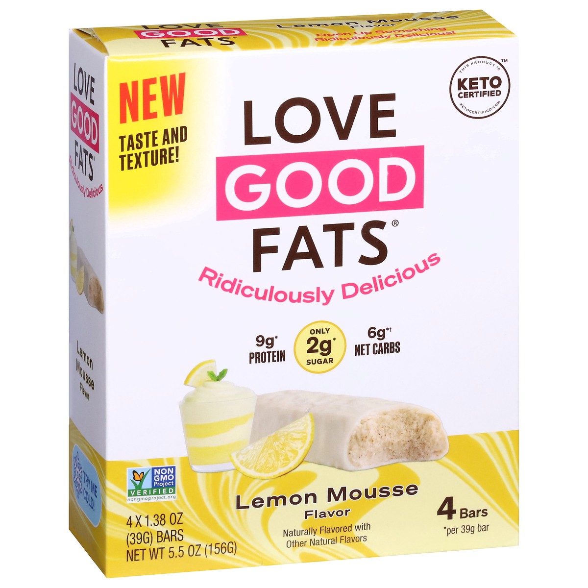 slide 5 of 9, Love Good Fats Lemon Mousse Flavor Bars Pack 4 - 1.38 oz Bars, 4 ct