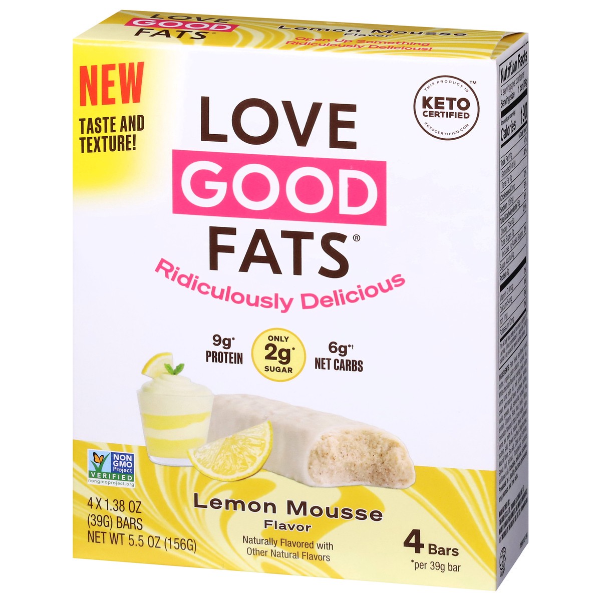 slide 3 of 9, Love Good Fats Lemon Mousse Flavor Bars Pack 4 - 1.38 oz Bars, 4 ct