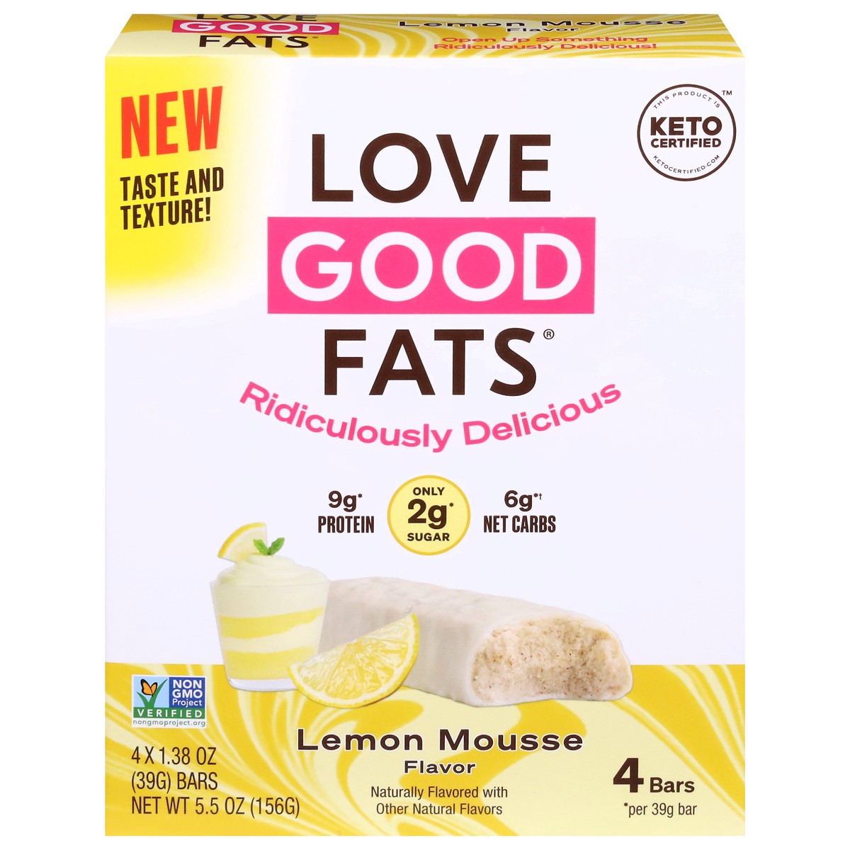 slide 1 of 9, Love Good Fats Lemon Mousse Flavor Bars Pack 4 - 1.38 oz Bars, 4 ct