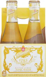 Schweppes 4 Pack Bitter Lemon Tonic Water 6.32 fl oz Bottle 4 ea Multipack