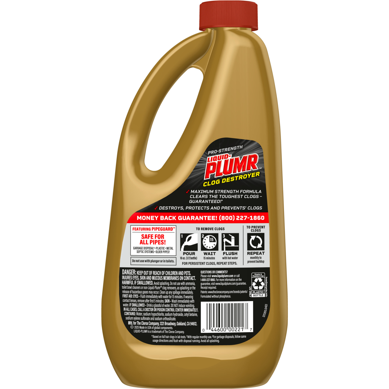 slide 2 of 8, Liquid-Plumr Pro-Strength Clog Destroyer Gel with PipeGuard Liquid Drain Cleaner, 1 qt