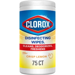 Clorox Disinfecting Wipes, Bleach Free Cleaning Wipes, Crisp Lemon, 75 Count