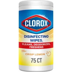 Clorox Disinfecting Wipes, Bleach Free Cleaning Wipes, Crisp Lemon, 75 Count
