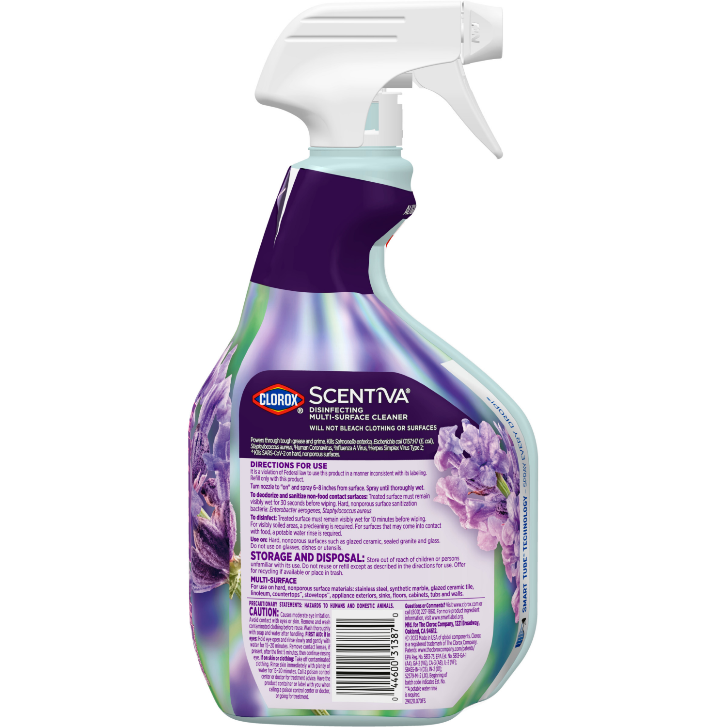 slide 2 of 8, Clorox Scentiva Disinfecting Multi-Surface Cleaner, Spray Bottle, Bleach Free, Lavender and Jasmine, 32 Fluid Ounces, 32 fl oz