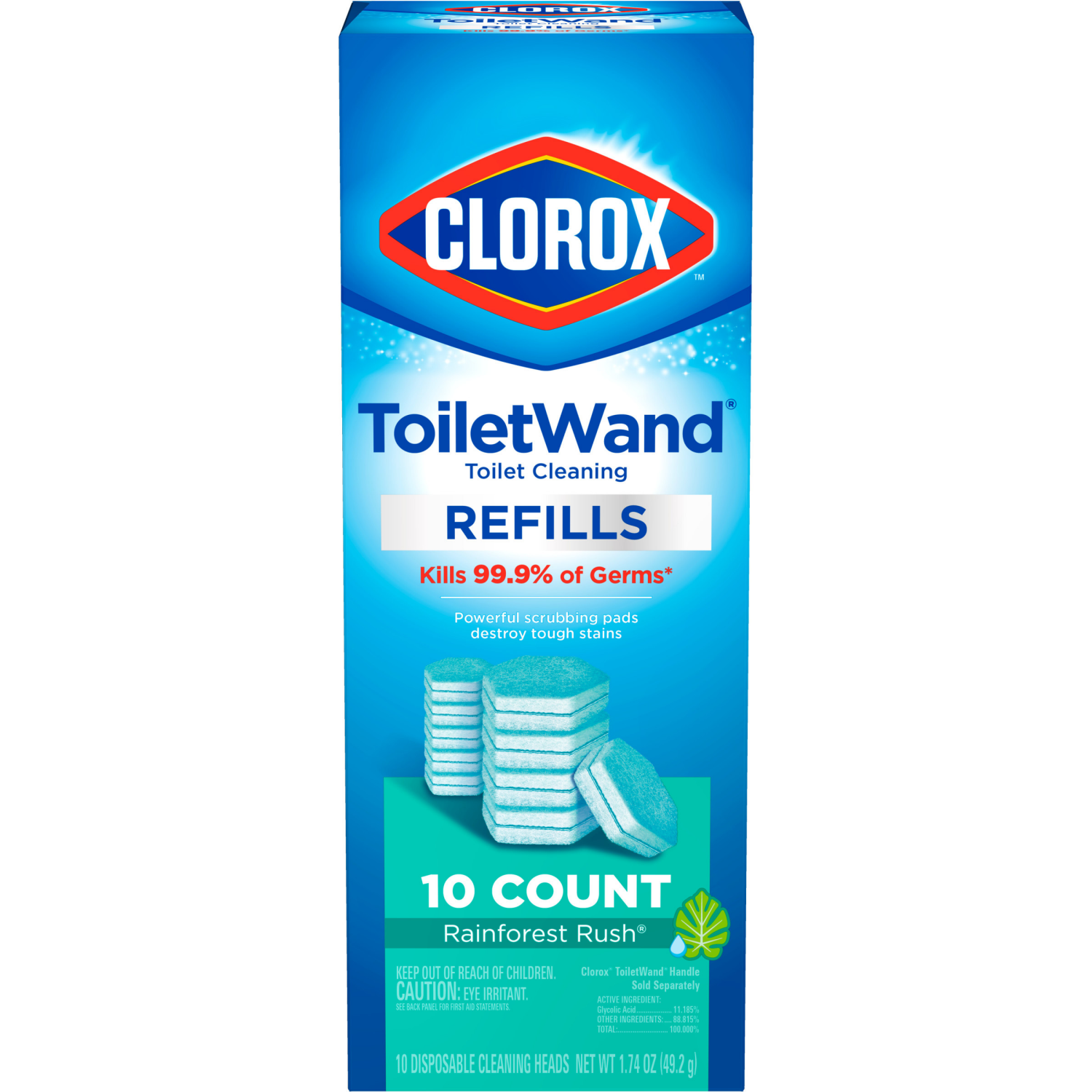 slide 6 of 8, Clorox ToiletWand Disinfecting Refills Rainforest Rush Disposable Wand Heads, 10 ct