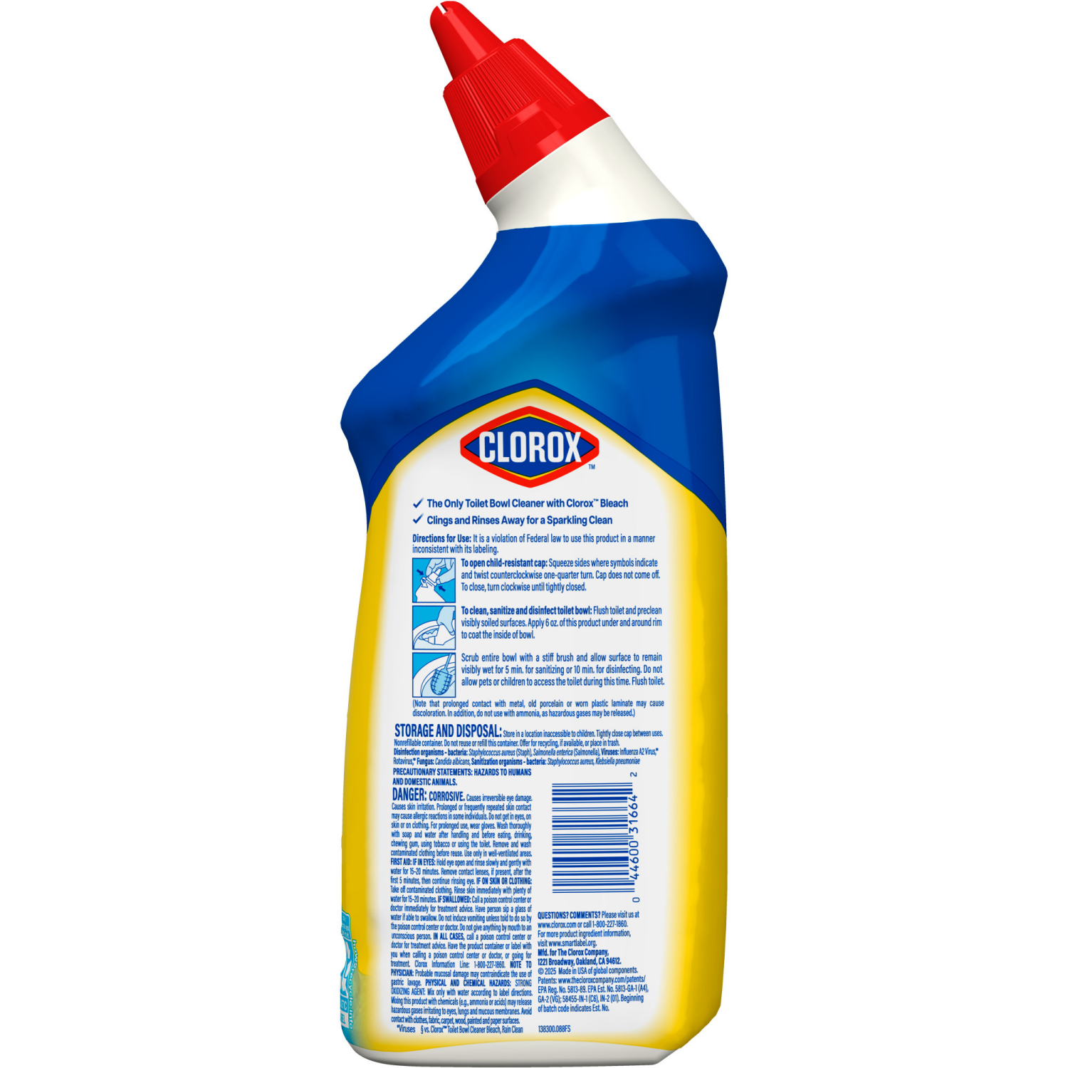 slide 2 of 8, Clorox Clinging Bleach Gel Crisp Lemon Toilet Bowl Cleaner 24 fl oz, 24 fl oz