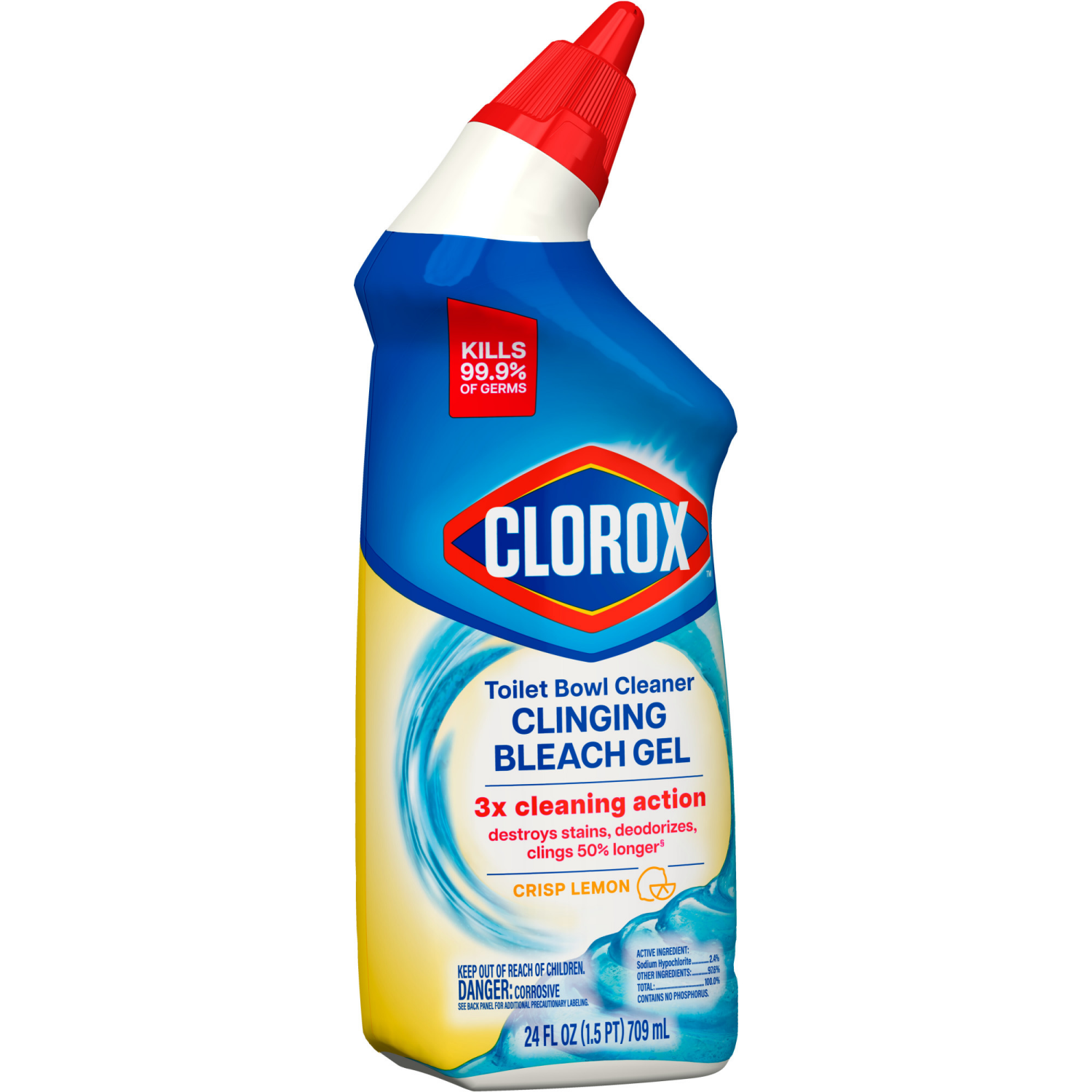 slide 8 of 8, Clorox Clinging Bleach Gel Crisp Lemon Toilet Bowl Cleaner 24 fl oz, 24 fl oz