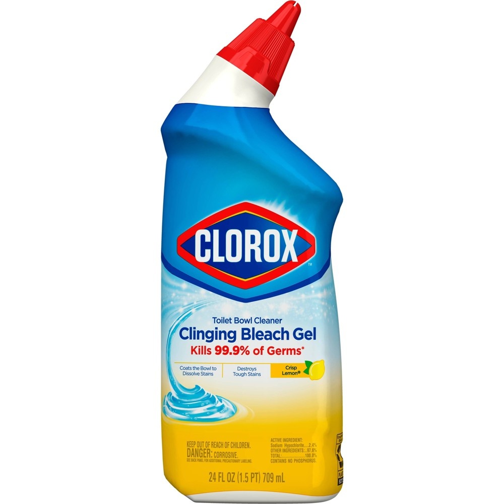 slide 4 of 5, Clorox™ Toilet Bowl Cleaner, Clinging Bleach Gel, Crisp Lemon™ - 24 Ounces, 24 fl oz