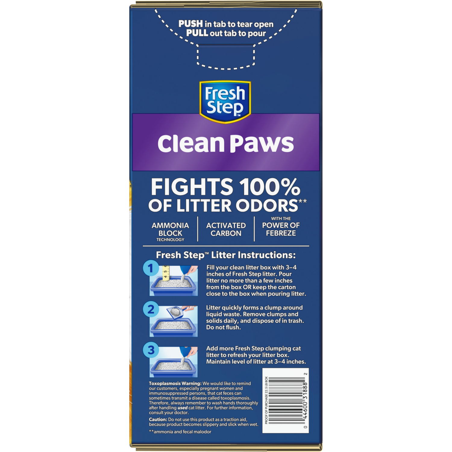 slide 5 of 8, Fresh Step Clean Paws Multi-Cat Scented Litter with Febreze Clumping Cat Litter, 22.5 lb