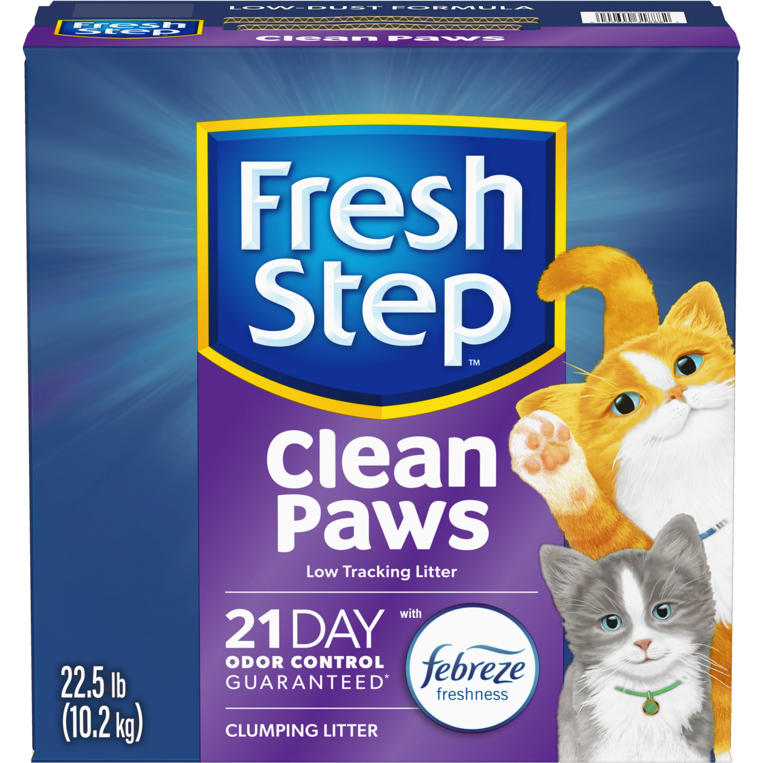 slide 6 of 8, Fresh Step Clean Paws Multi-Cat Scented Litter with Febreze Clumping Cat Litter, 22.5 lb
