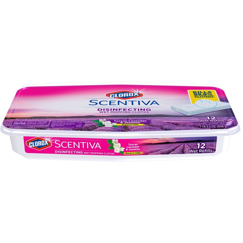 slide 2 of 2, Clorox Scentiva Disinfecting Wet Mopping Cloths – Tuscan Lavender & Jasmine - 12ct, 12 ct