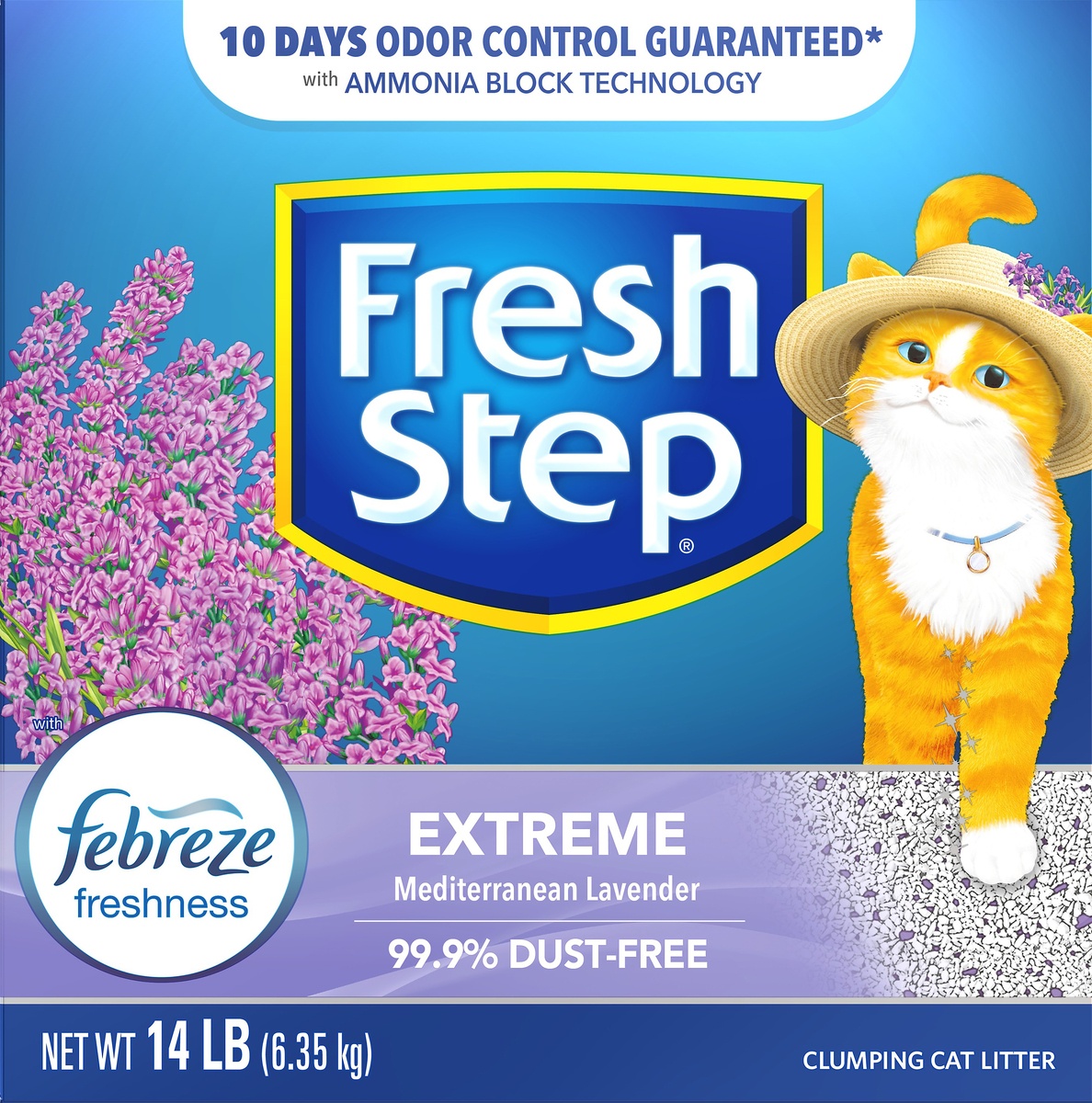 slide 5 of 6, Fresh Step Extreme Mediterranean Lavender Scented Clumping Cat Litter with the Power of Febreze, 14 lb