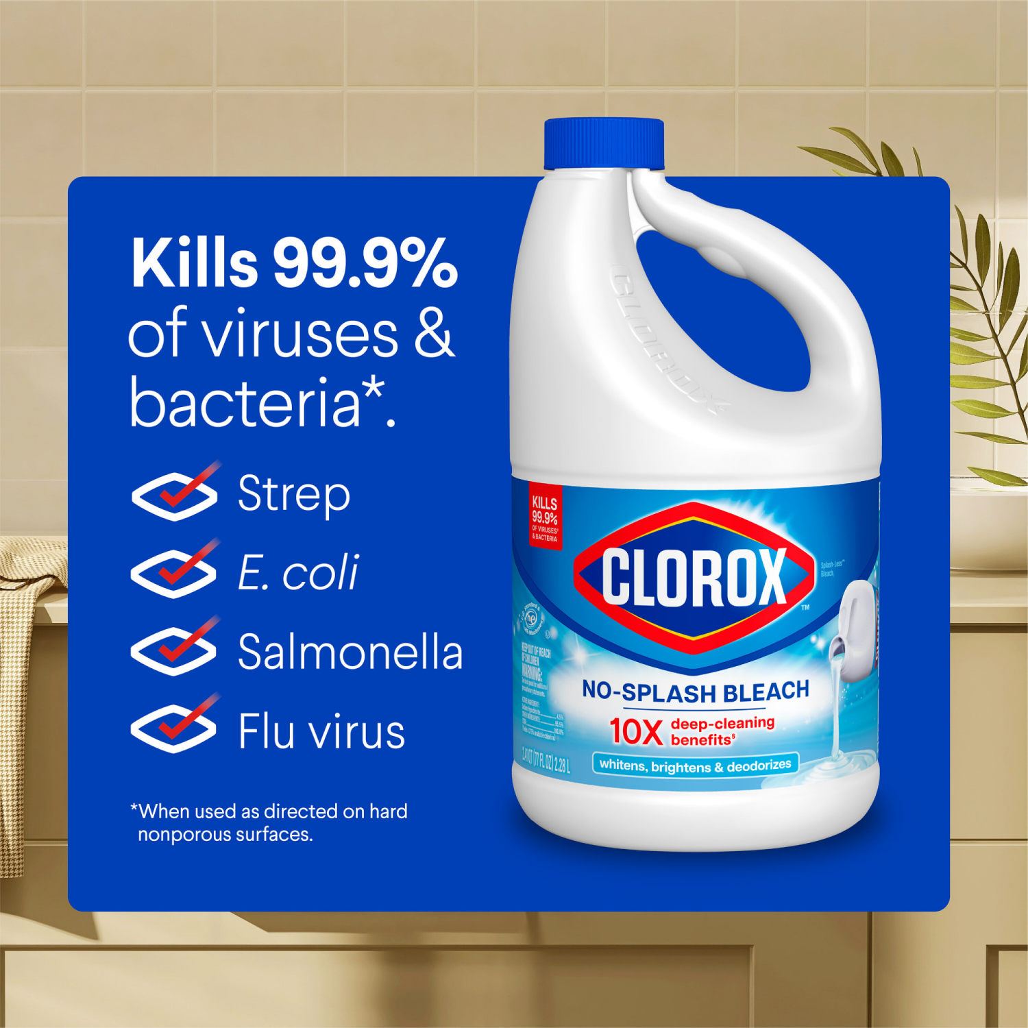 slide 7 of 8, Clorox Splash-Less Regular Bleach, 2.41 qt