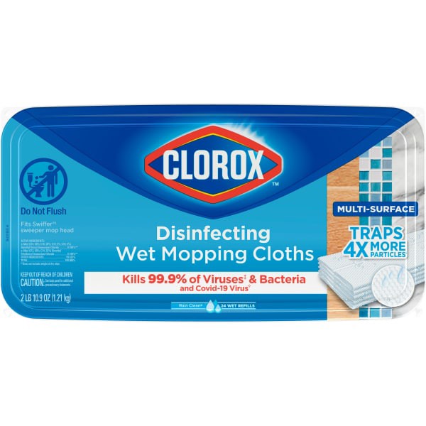 slide 14 of 29, Clorox Rain Clean Scent Bleach Free Disinfecting Wet Mopping Pad Refills, 24 ct