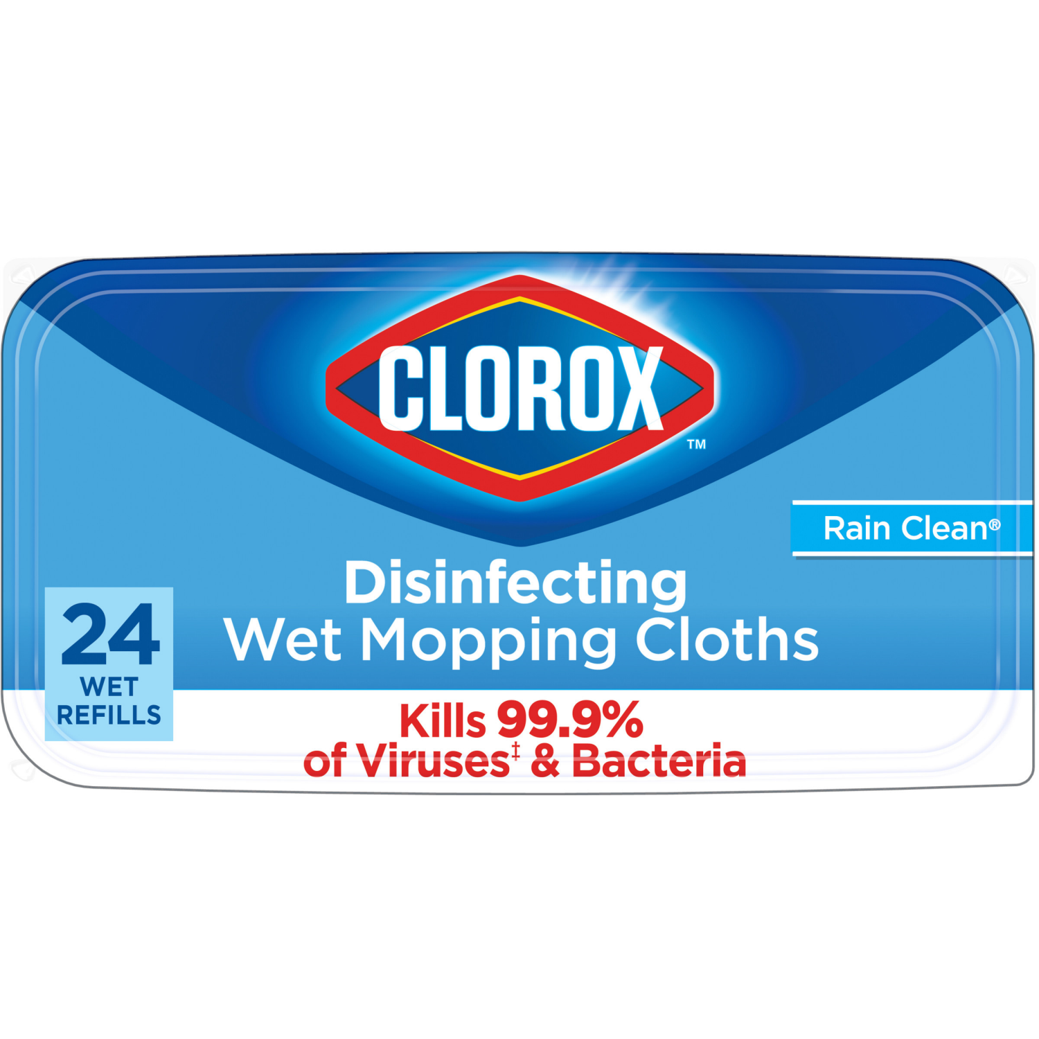 slide 1 of 8, Clorox Rain Clean Scent Bleach Free Disinfecting Wet Mopping Pad Refills, 24 ct