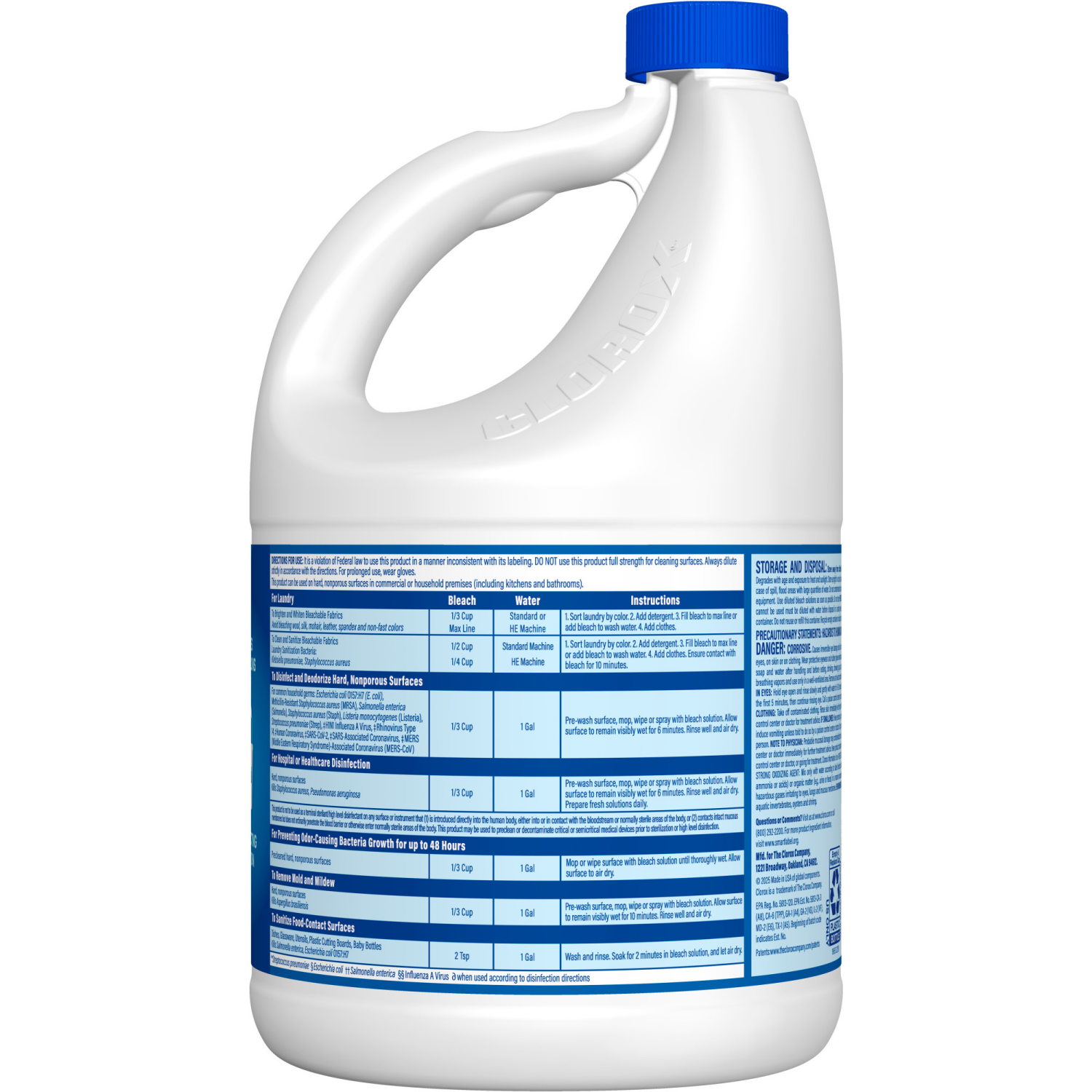 slide 2 of 8, Clorox Disinfecting Bleach, Regular(Concentrated Formula) - 121 Ounce Bottle, 3.78 qt