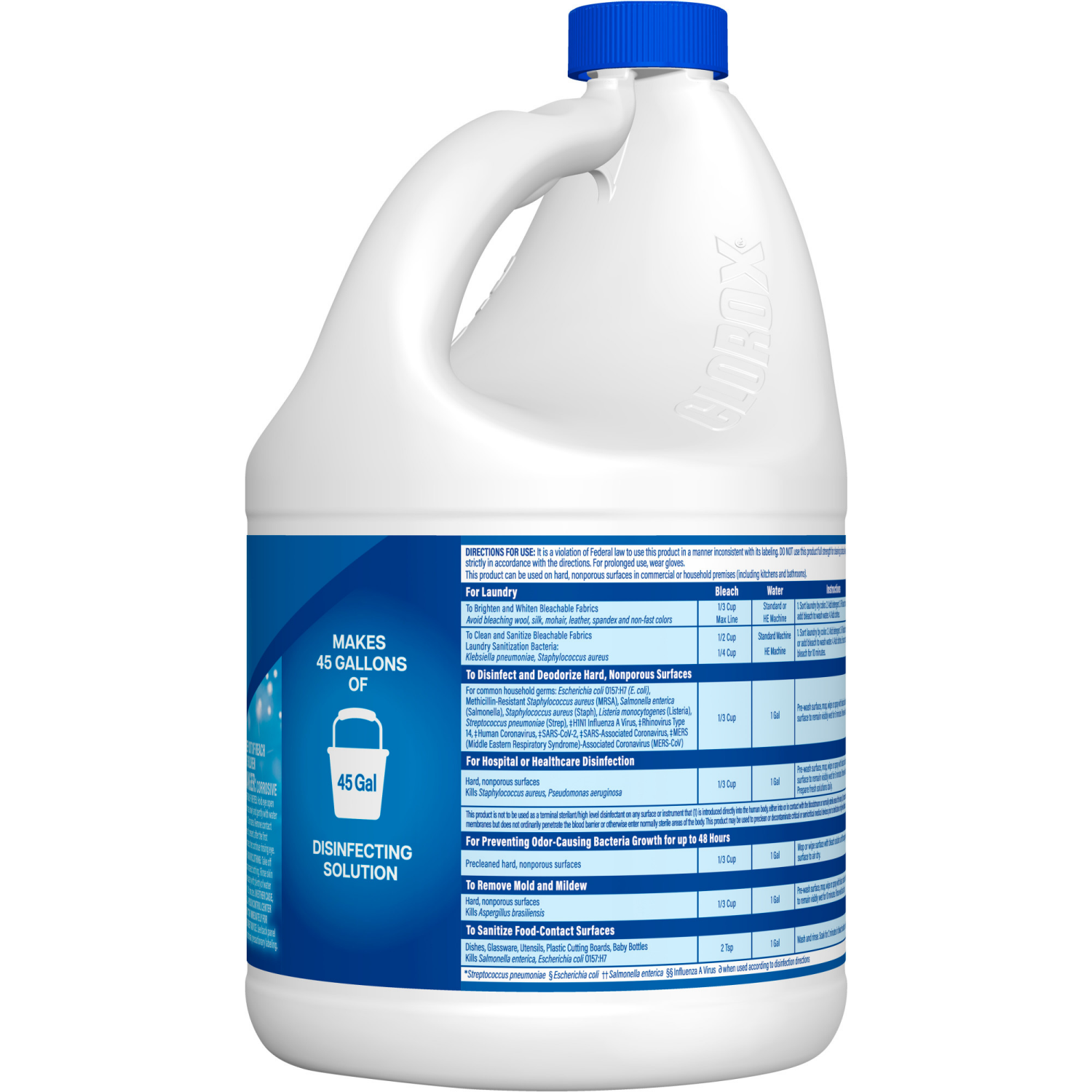slide 3 of 8, Clorox Disinfecting Bleach, Regular(Concentrated Formula) - 121 Ounce Bottle, 3.78 qt