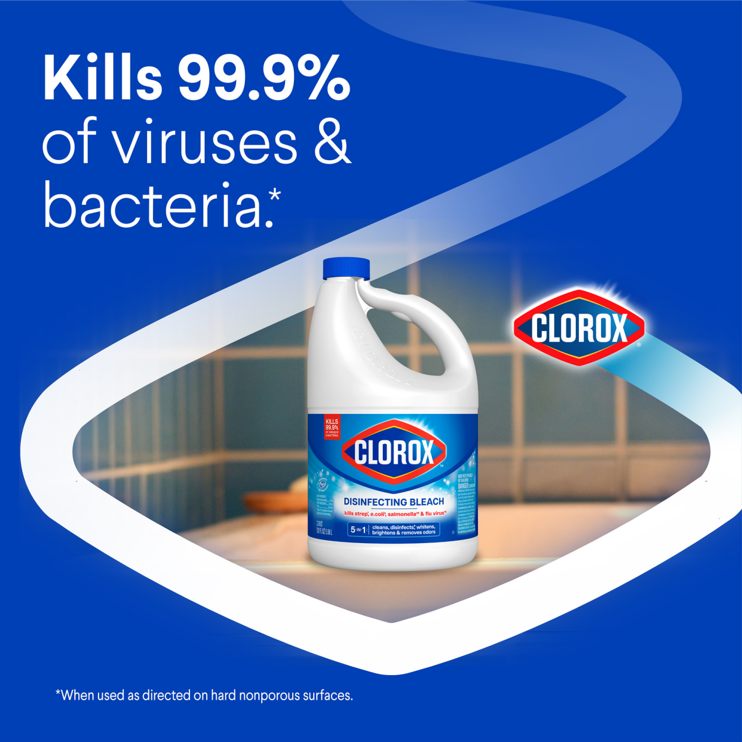 slide 6 of 8, Clorox Disinfecting Bleach, Regular(Concentrated Formula) - 121 Ounce Bottle, 3.78 qt