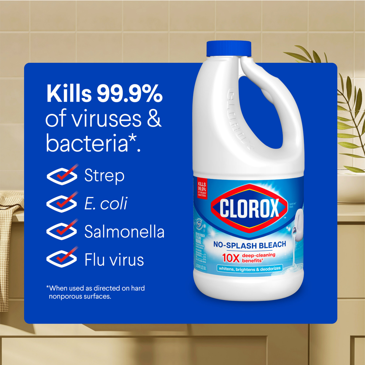 slide 7 of 8, Clorox Splash-Less Regular Bleach, 1.25 qt