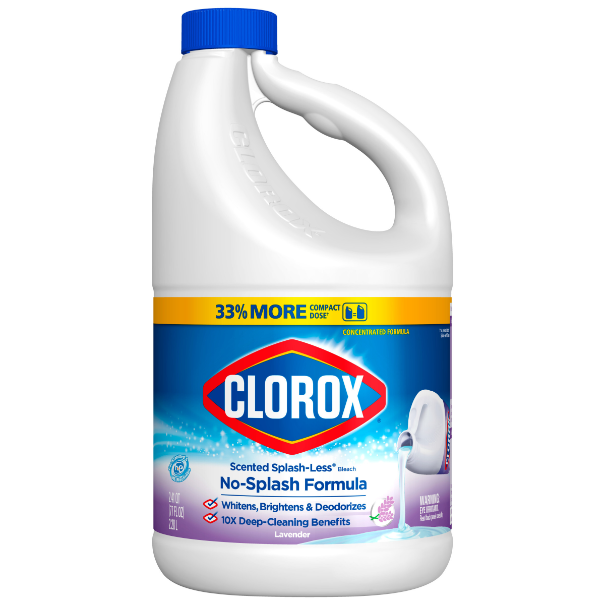 slide 4 of 5, Clorox Splash-Less Liquid Bleach, Lavender - 77 Ounce Bottle, 2.41 qt