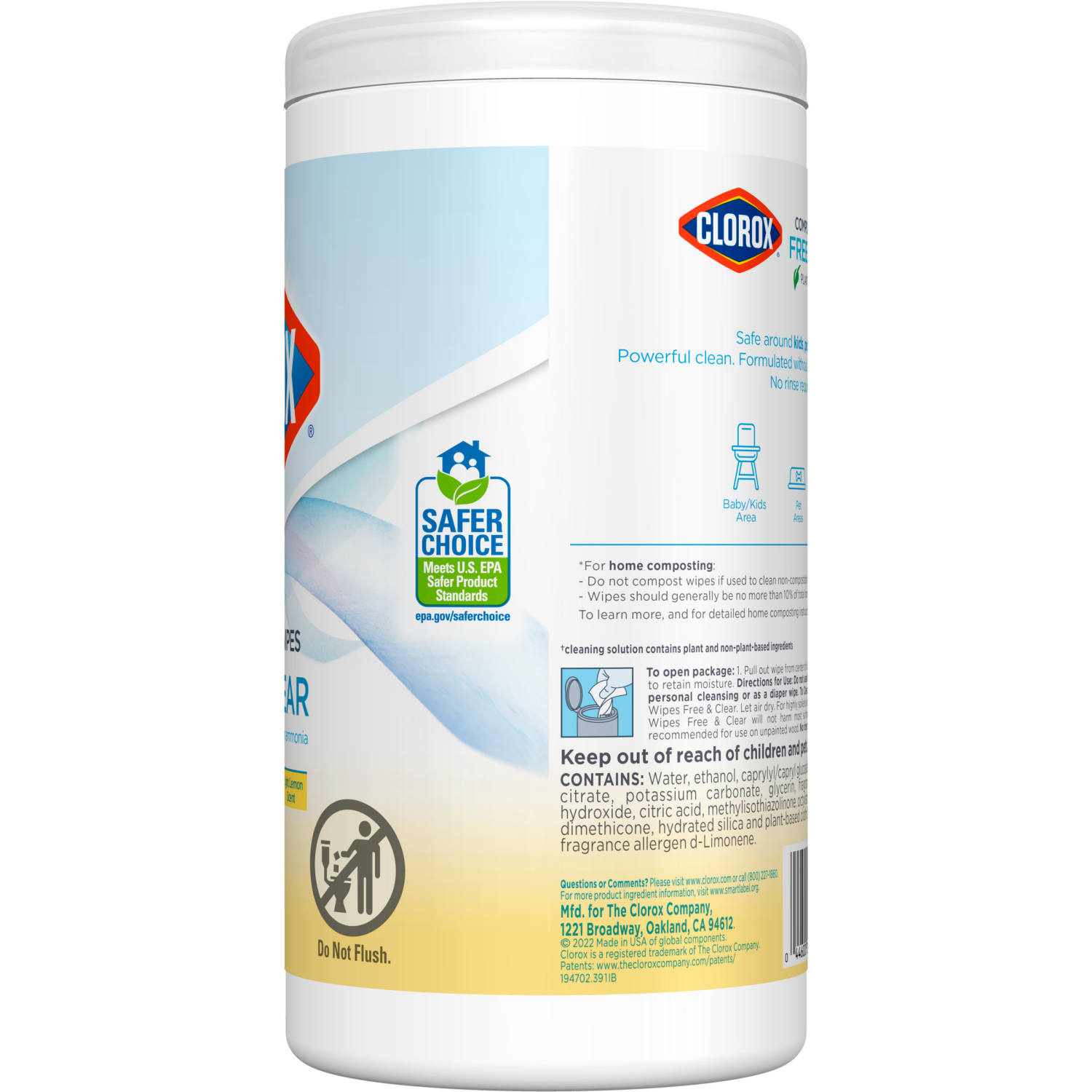 slide 3 of 8, Clorox Free & Clear Compostable Cleaning Wipes, Light Lemon Scent, 75 Count, 75 ct
