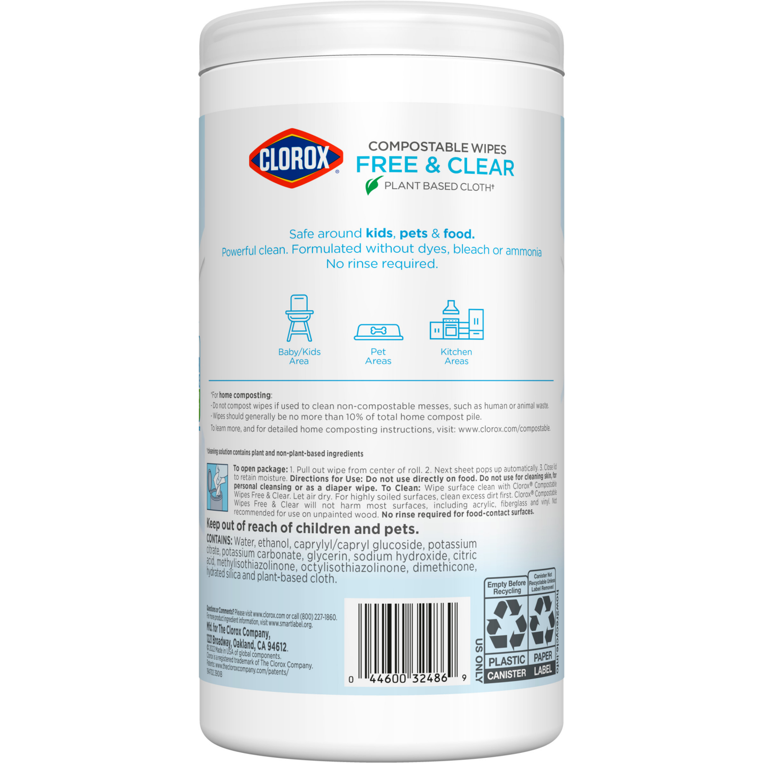 slide 2 of 8, Clorox Compostable Cleaning All Purpose Free and Clear Wipes, 75 ct