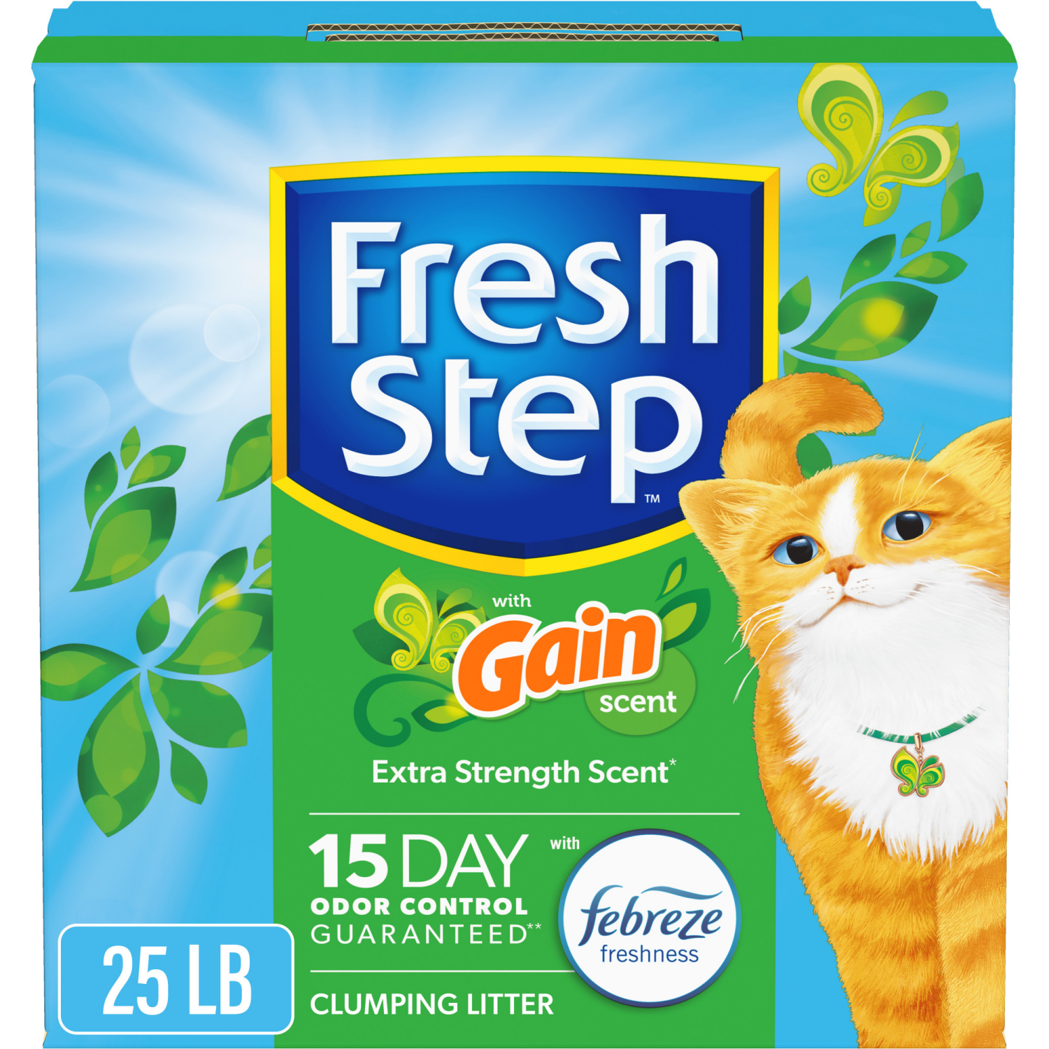 slide 1 of 8, Fresh Step Febreze With Refreshing Gain Scent Clumping Cat Litter, 25 lb