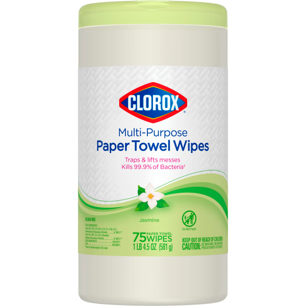 slide 15 of 29, Clorox Multi-Purpose Paper Towel Wipes, Jasmine Scent, 75 ct