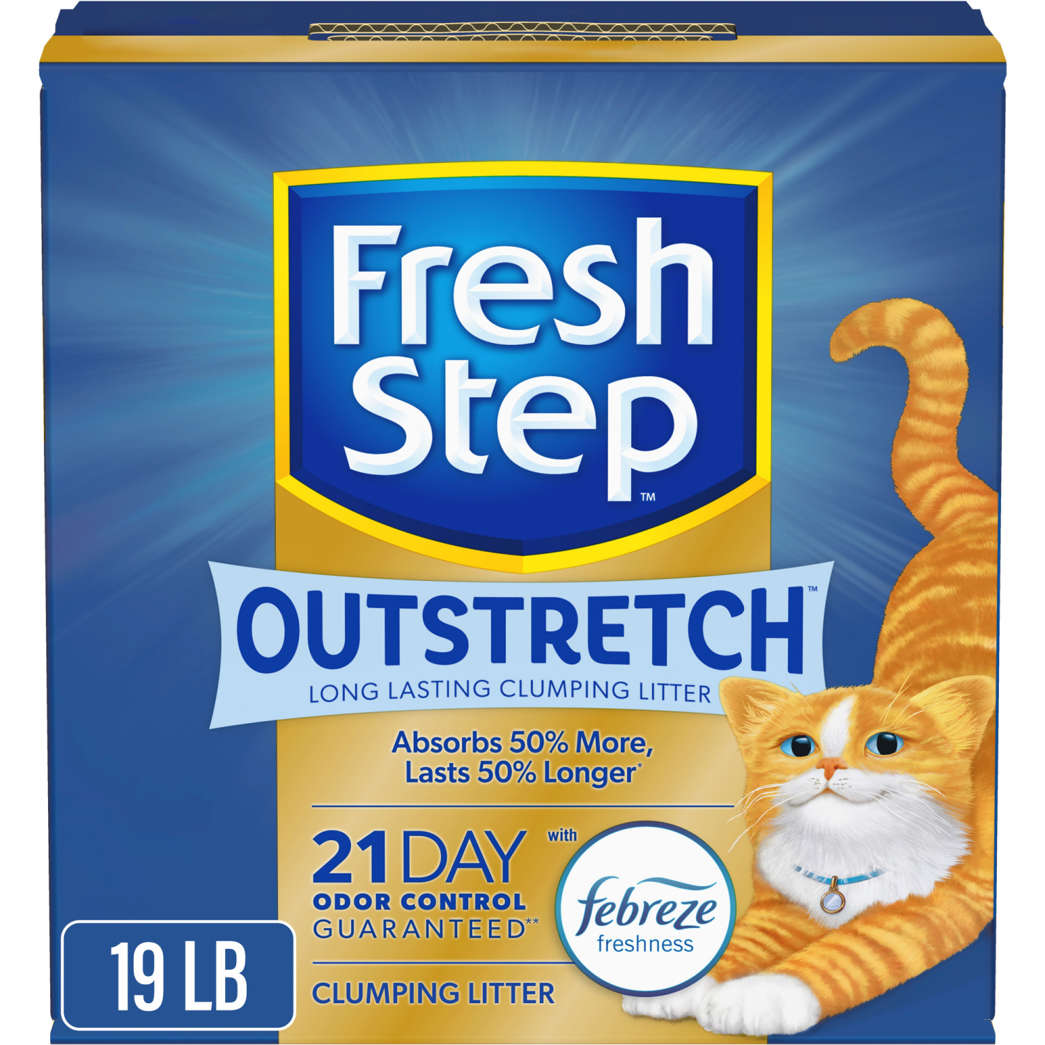 slide 1 of 8, Fresh Step Outstretch Frebreze Freshness Scented, 19 lb