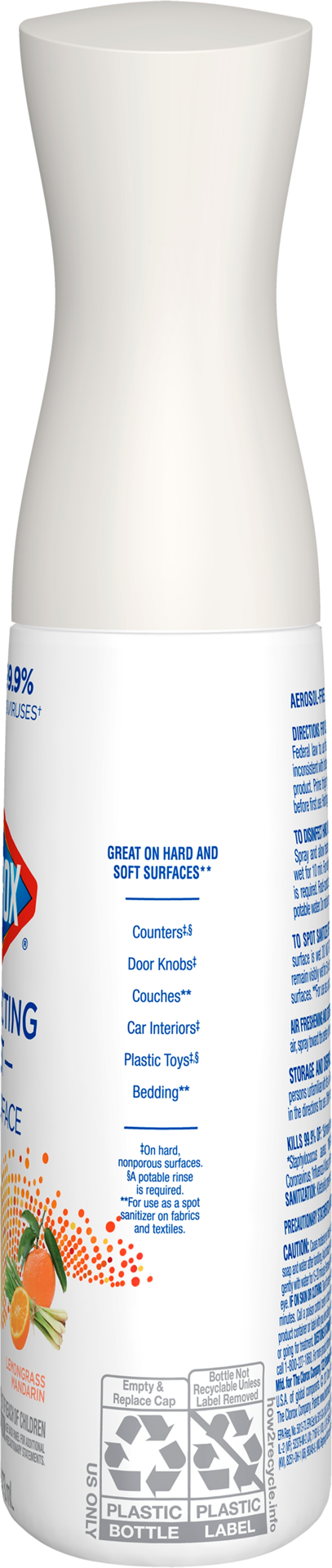 slide 4 of 8, Clorox Disinfecting Mist Lemongrass Mandarin Disinfecting Spray, 16 fl oz