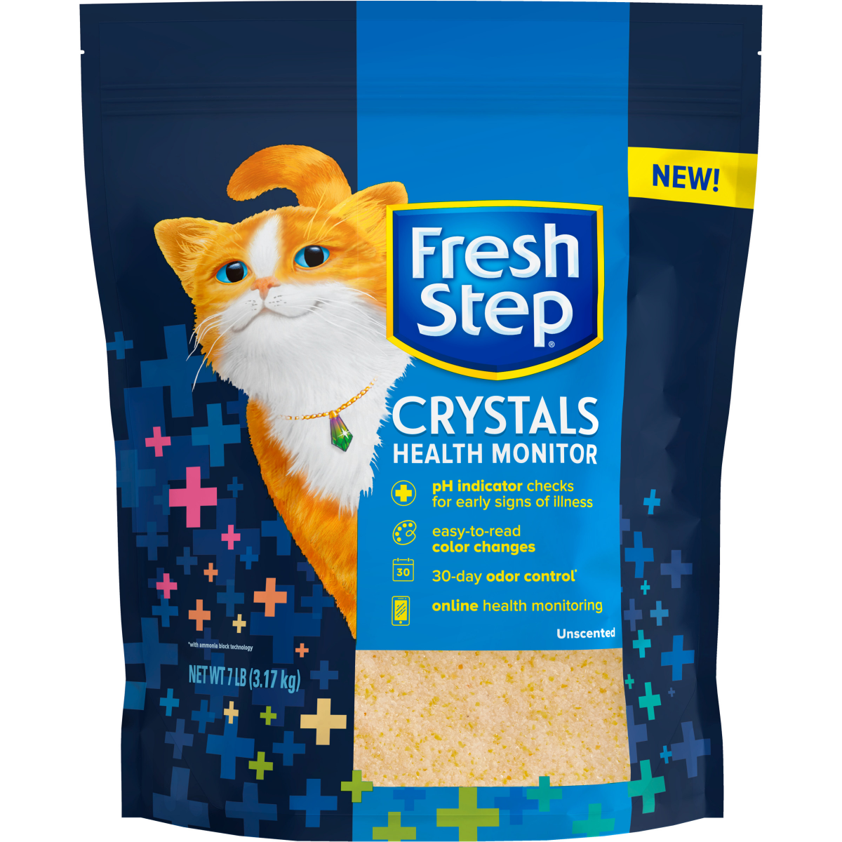 slide 3 of 8, Fresh Step Crystals Health Monitoring Litter, Unscented, 7 Pounds, 7 lb