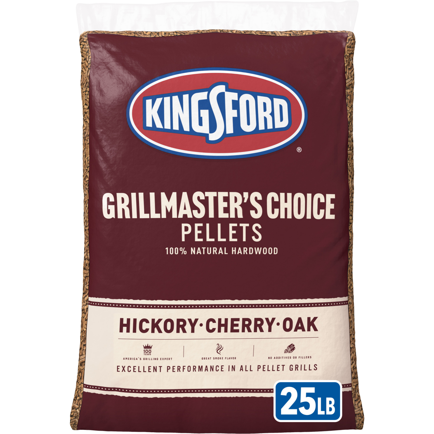 slide 1 of 5, Kingsford Natural Hardwood Blend Pellets Grillmasters Choice Hickory Cherry and Oak, 25 lb