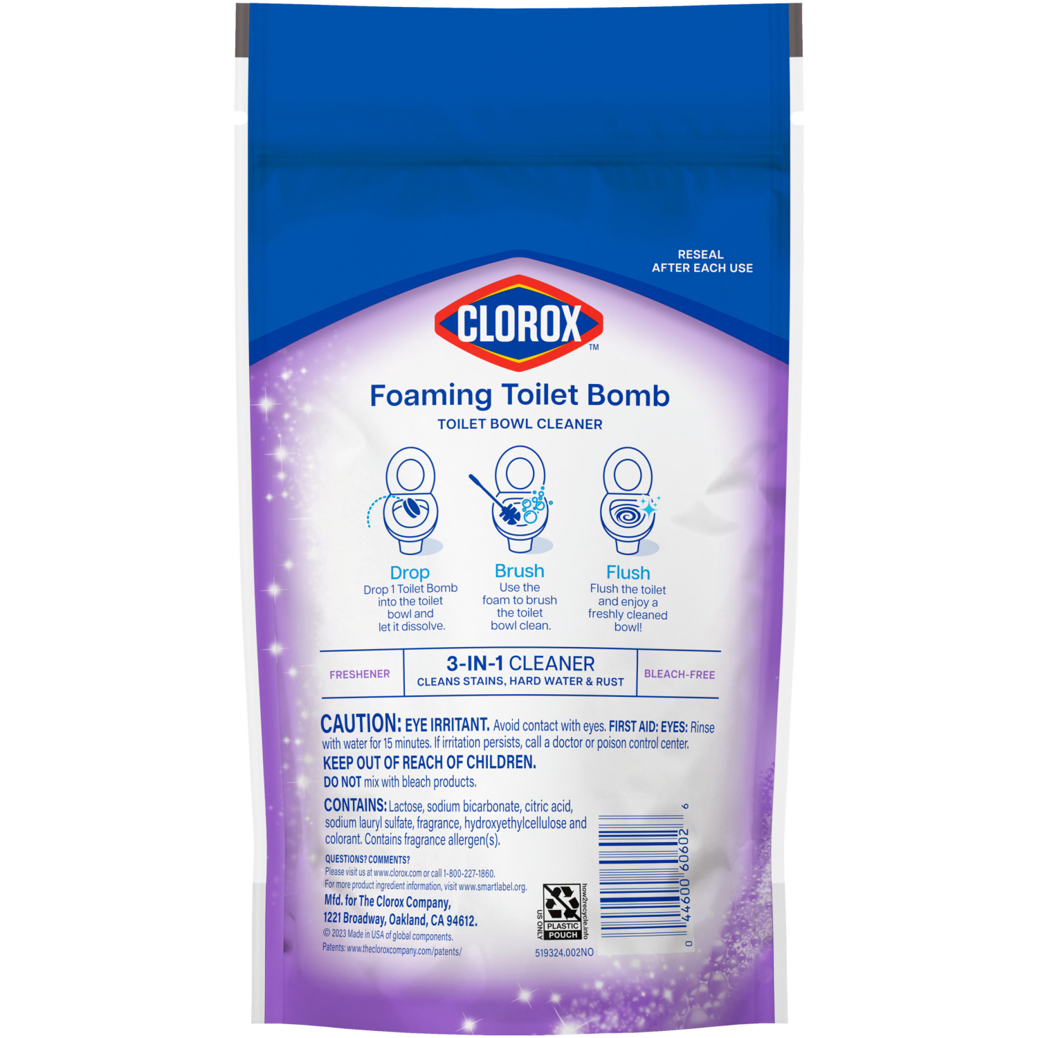 slide 2 of 8, Clorox Foaming Toilet Bomb Toilet Bowl Cleaner, Bleach Free, Lavender Clean, 5 ct