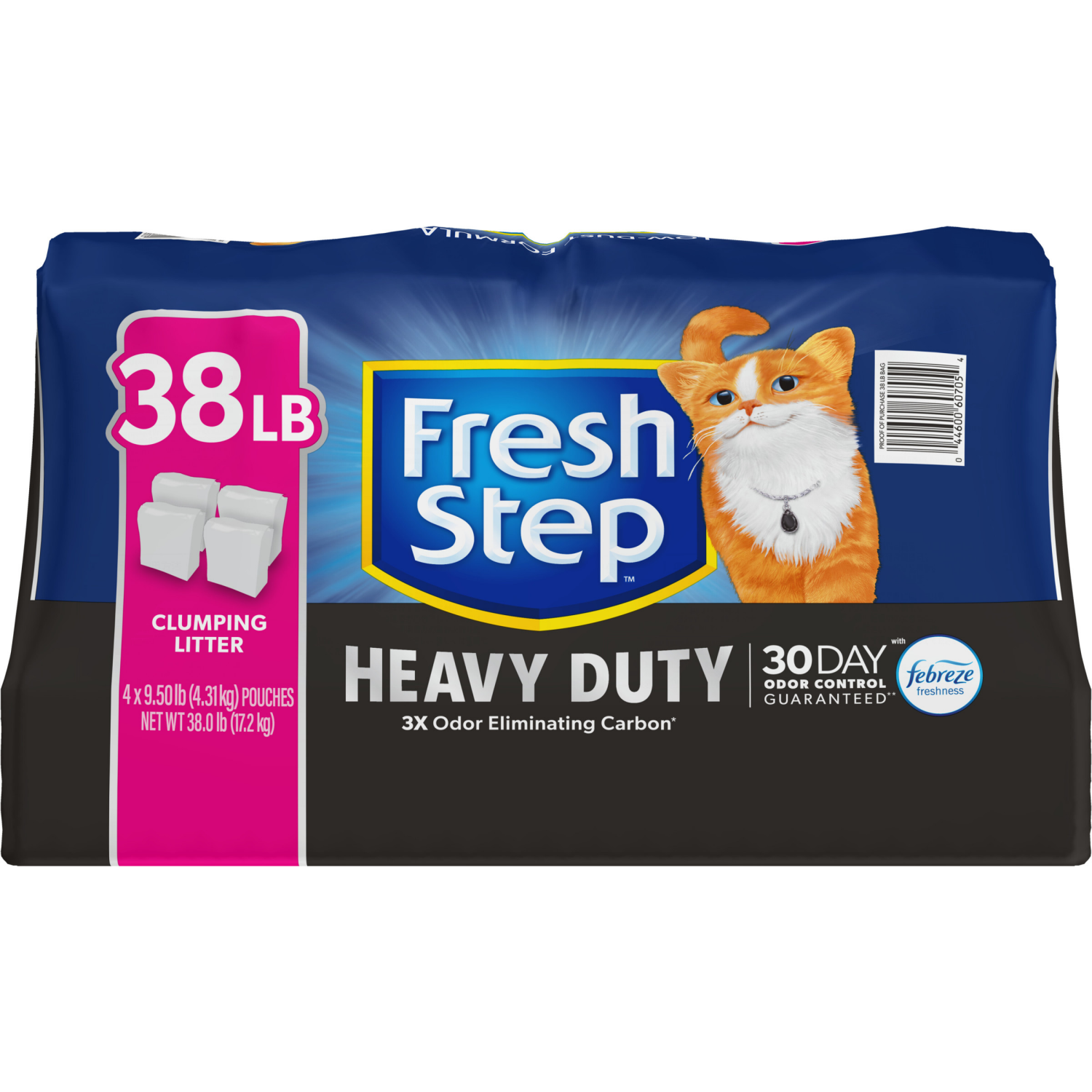 slide 2 of 8, Fresh Step Heavy Duty Clumping Litter with Febreze Freshness, 30 Day Odor Control, 38 Lb, 38 lb