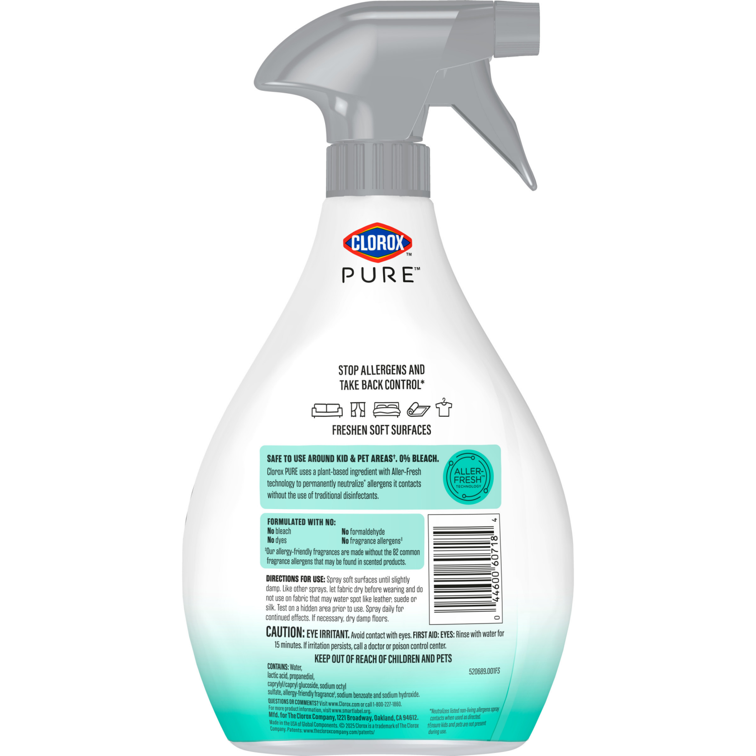 slide 2 of 3, Clorox Pure Allergen Neutralizer Fabric And Carpet Spray, Clean Breeze, 26fo, 26 oz