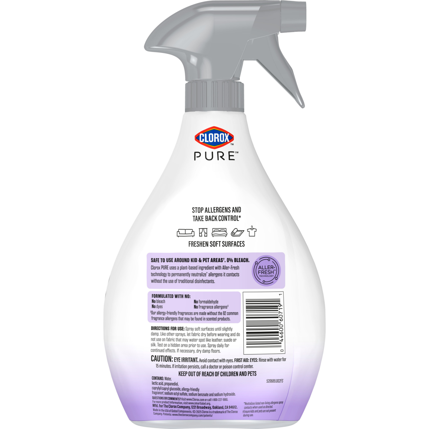 slide 2 of 3, Clorox Pure Allergen Neutralizer Fabric And Carpet Spray, Nighttime Calm, 26fo, 26 oz