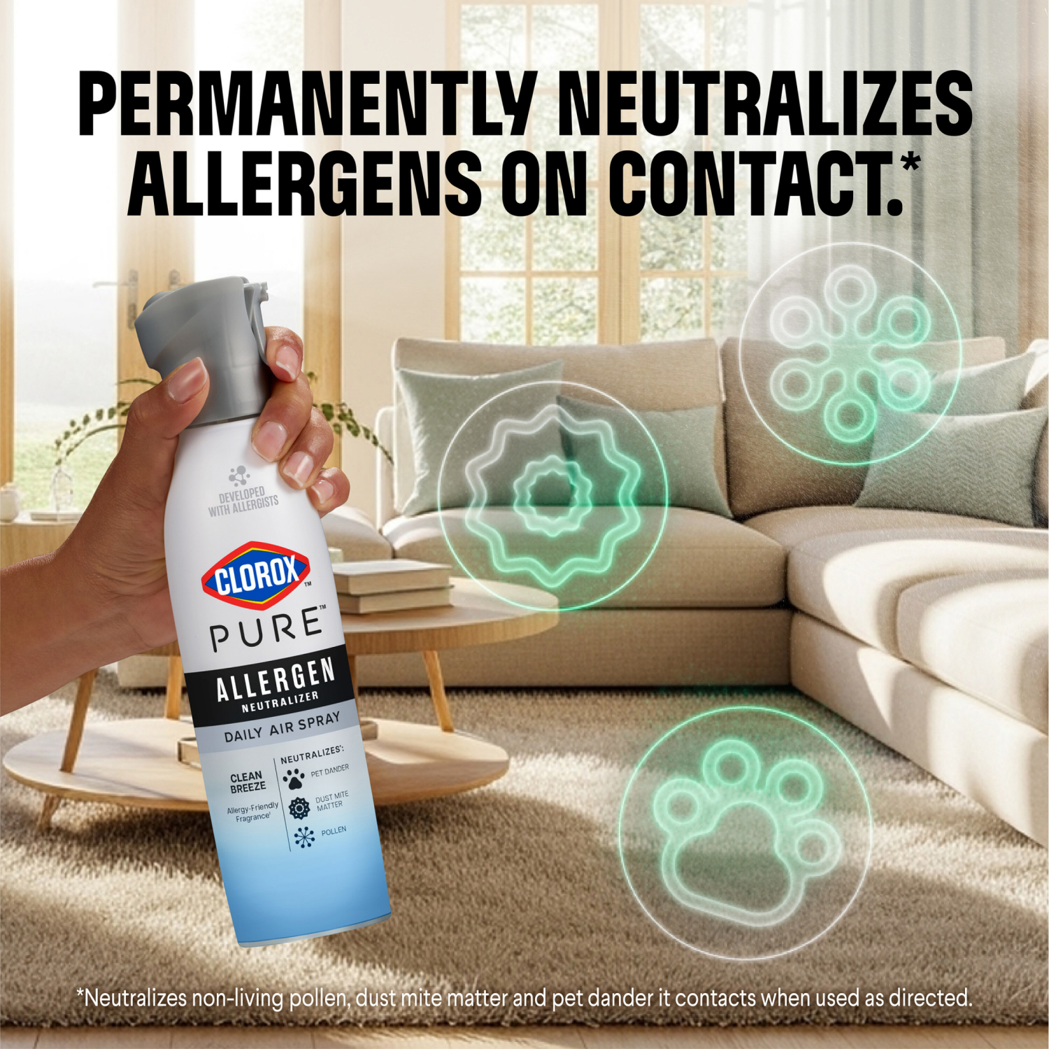 slide 5 of 8, Clorox Pure Allergen Neutralizer Daily Air Spray Ocean Mist 8oz, 8 oz