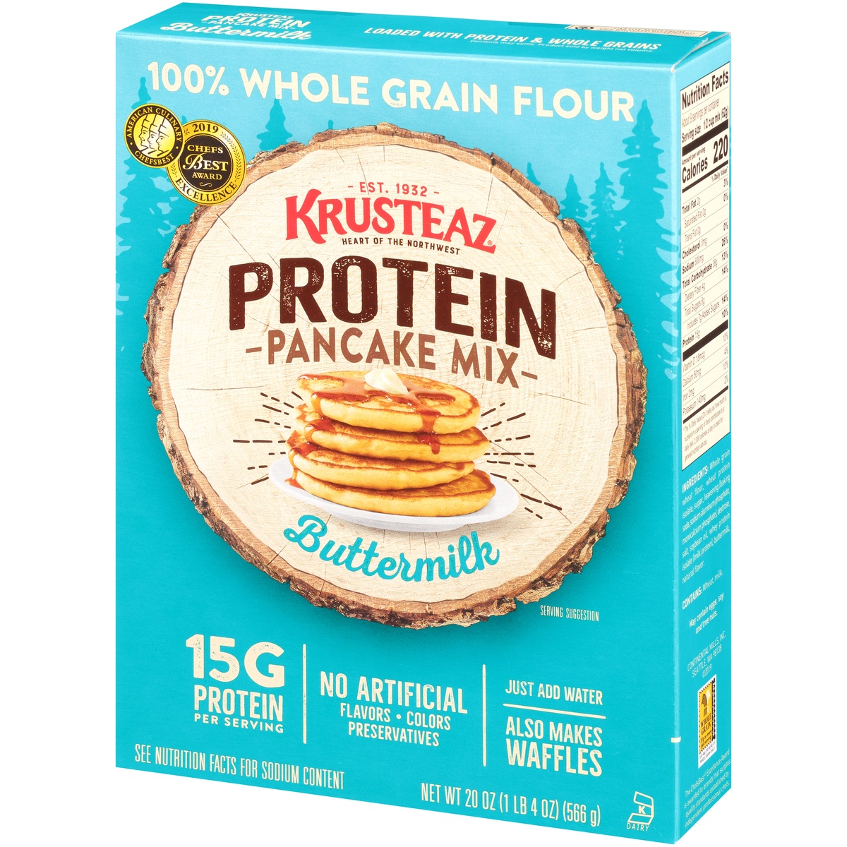 slide 3 of 9, Krusteaz Protein Pancake Mix, 20 oz