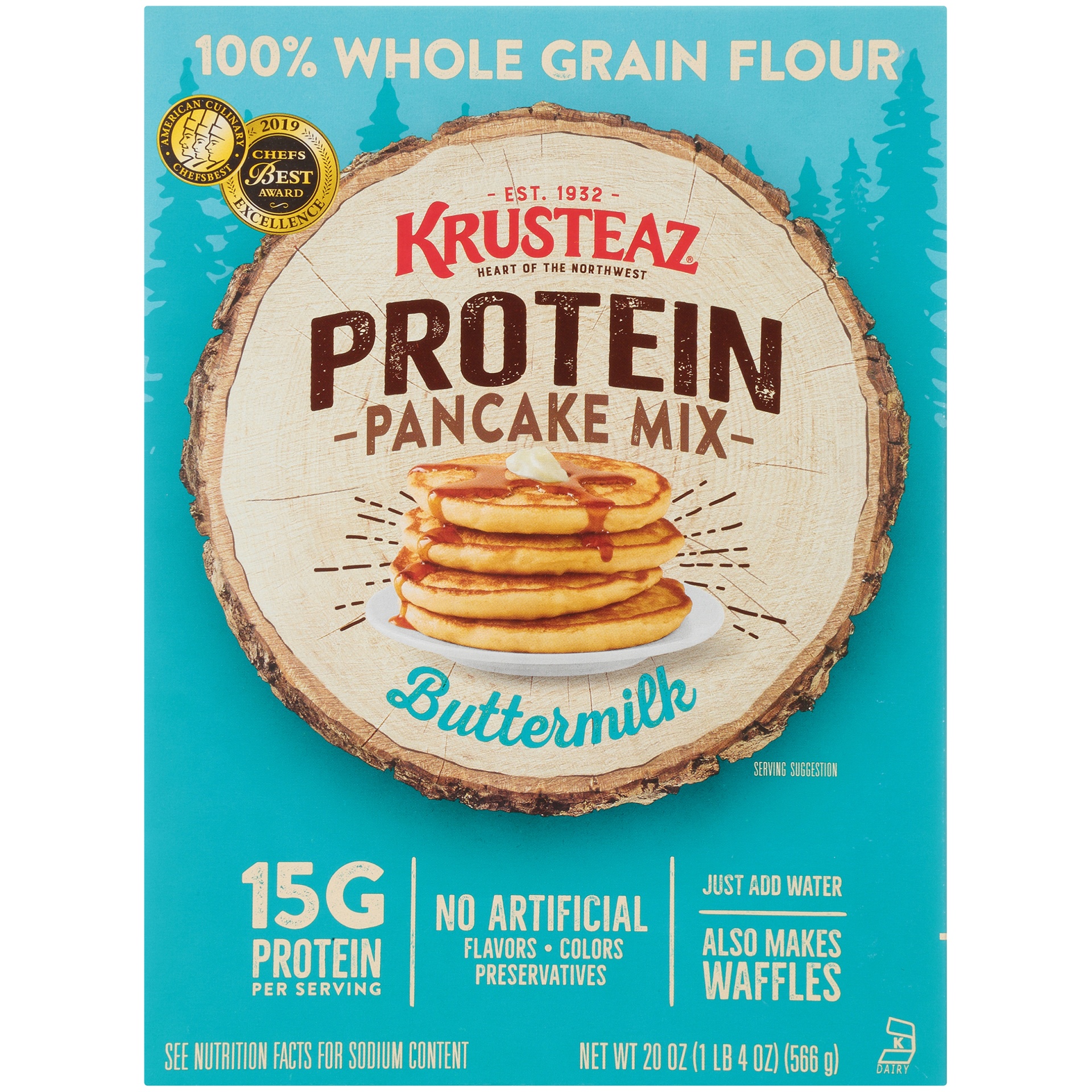 slide 1 of 9, Krusteaz Protein Pancake Mix, 20 oz